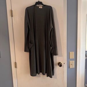 BiBi Women’s Long Ribbed Cardigan Duster Gray Size M – New Without Tags